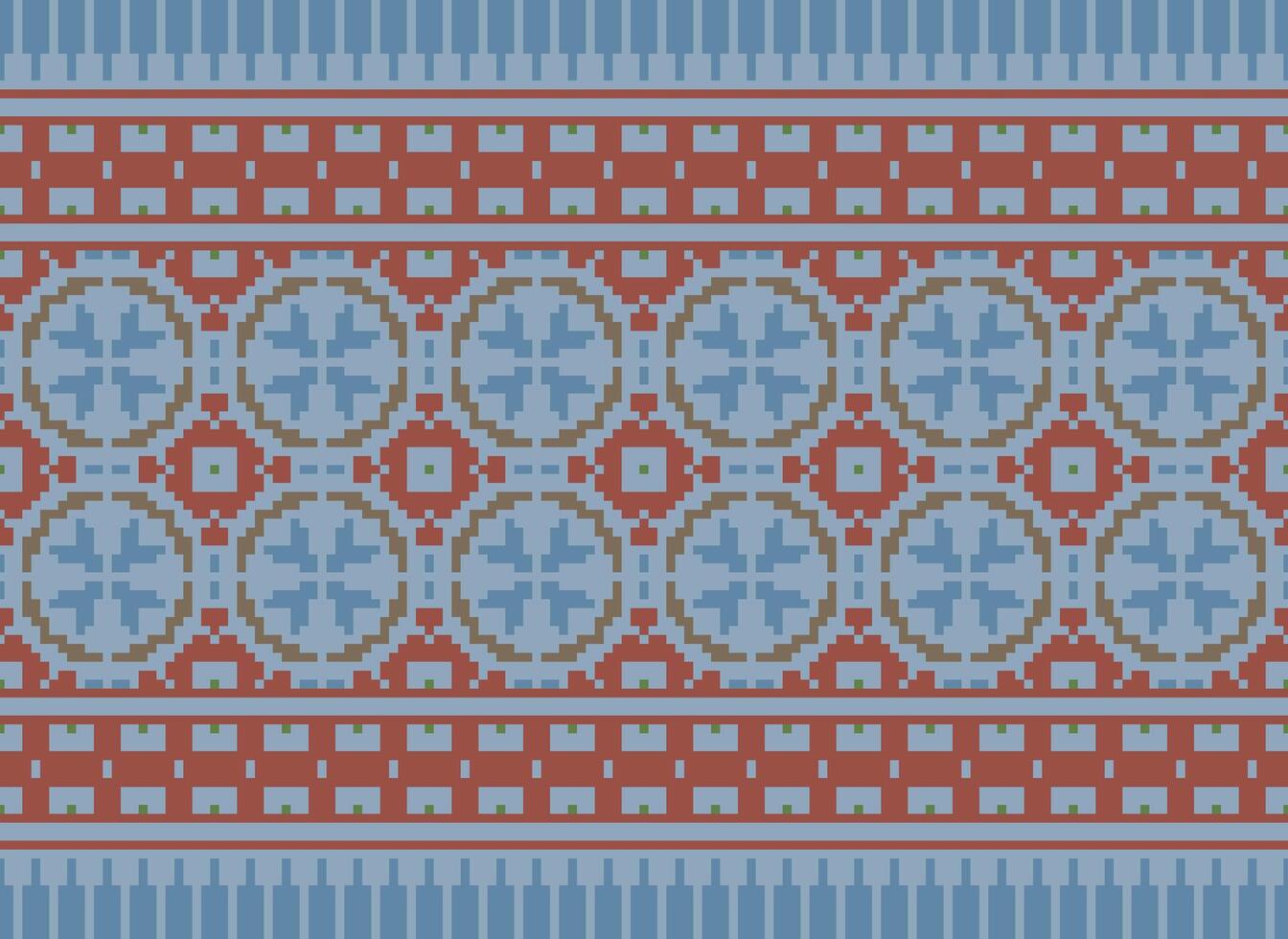 Ethnic Geometric Seamless Fabric Pattern Cross Stitch. Ikat Embroidery Oriental Pixel Pattern Cream Background. Abstract,vector,illustration. Texture,cross Stitch,scarf,decoration,motifs,wallpaper. vector