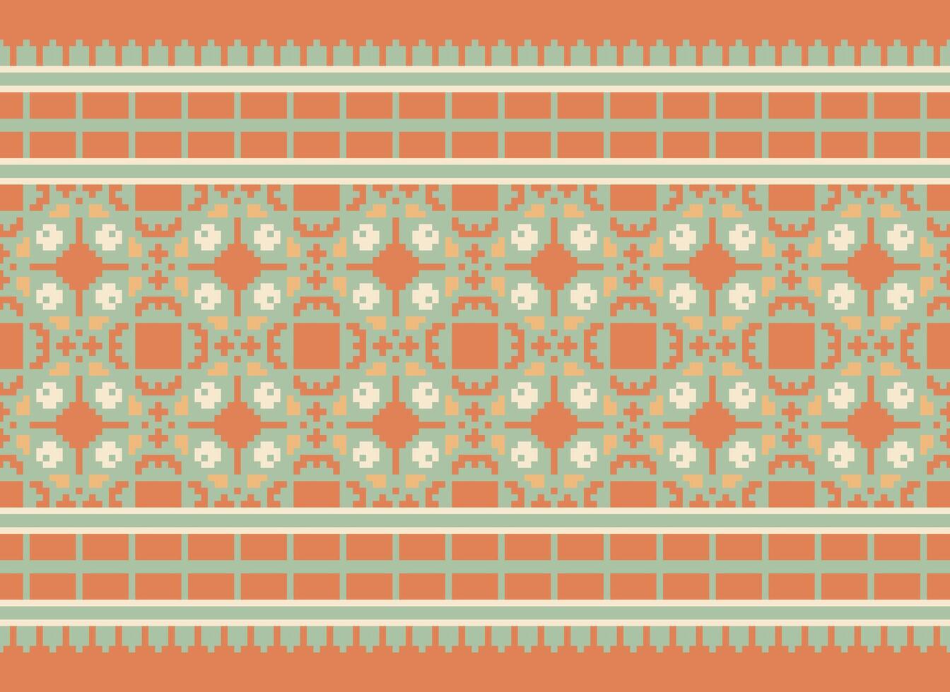 étnico geométrico sin costura tela modelo cruzar puntada. ikat bordado oriental píxel modelo crema antecedentes. resumen, vector, ilustración. textura, cruz puntada,bufanda,decoración,motivos,papel tapiz. vector