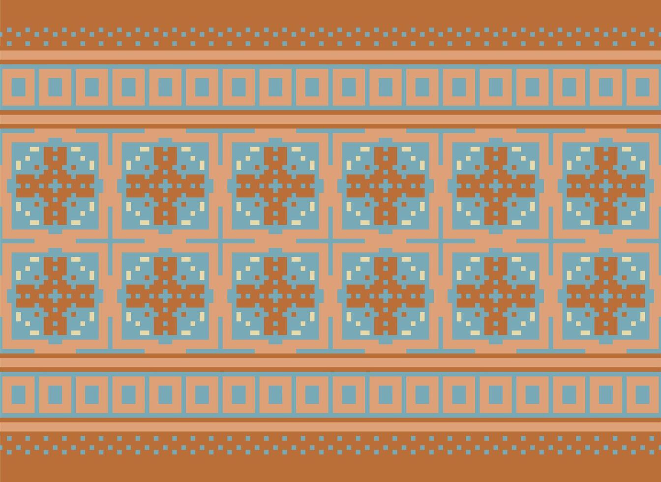 Cross Stitch. Geometric ethnic patterns. Design for Saree, Patola, Sari, Dupatta, Vyshyvanka, rushnyk, dupatta, Clothing, fabric, batik, Knitwear, Embroidery, Ikkat, Pixel pattern. Traditional Design. vector