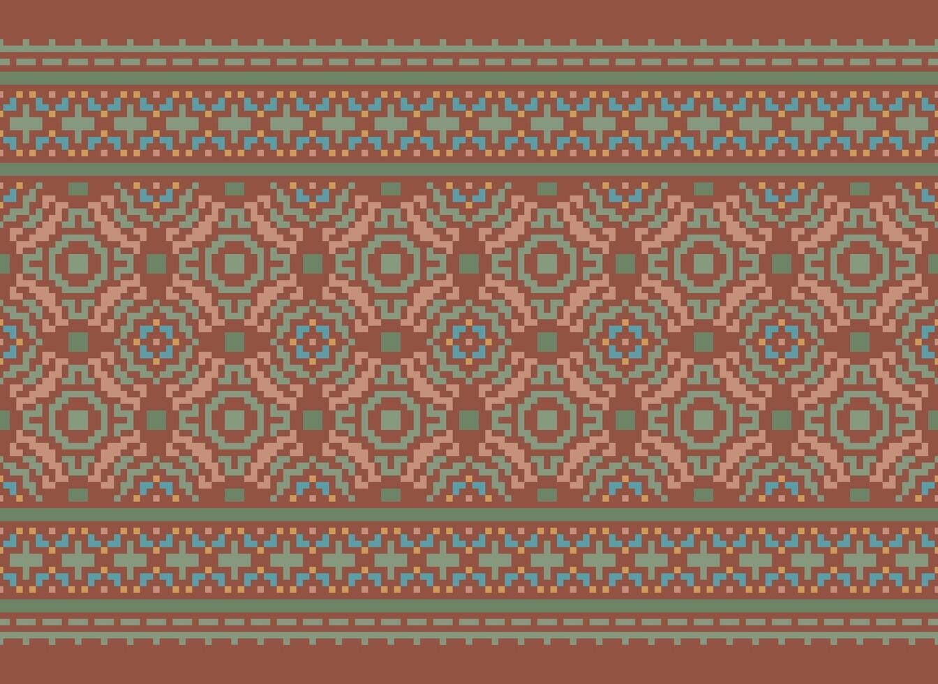 étnico geométrico sin costura tela modelo cruzar puntada. ikat bordado oriental píxel modelo crema antecedentes. resumen, vector, ilustración. textura, cruz puntada,bufanda,decoración,motivos,papel tapiz. vector