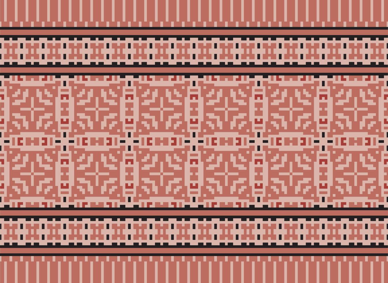 Ethnic Geometric Seamless Fabric Pattern Cross Stitch. Ikat Embroidery Oriental Pixel Pattern Cream Background. Abstract,vector,illustration. Texture,cross Stitch,scarf,decoration,motifs,wallpaper. vector