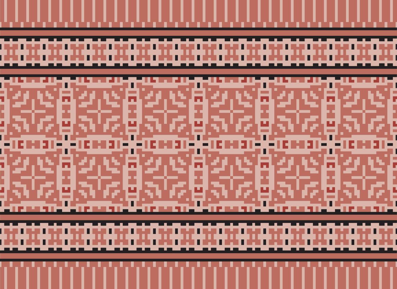 Ethnic Geometric Seamless Fabric Pattern Cross Stitch. Ikat Embroidery Oriental Pixel Pattern Cream Background. Abstract,vector,illustration. Texture,cross Stitch,scarf,decoration,motifs,wallpaper. vector