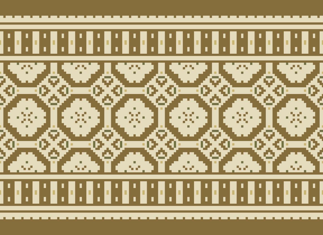 Ethnic Geometric Seamless Fabric Pattern Cross Stitch. Ikat Embroidery Oriental Pixel Pattern Cream Background. Abstract,vector,illustration. Texture,cross Stitch,scarf,decoration,motifs,wallpaper. vector