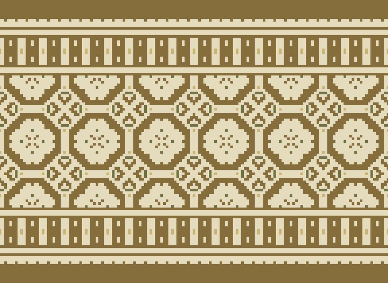 Ethnic Geometric Seamless Fabric Pattern Cross Stitch. Ikat Embroidery Oriental Pixel Pattern Cream Background. Abstract,vector,illustration. Texture,cross Stitch,scarf,decoration,motifs,wallpaper. vector