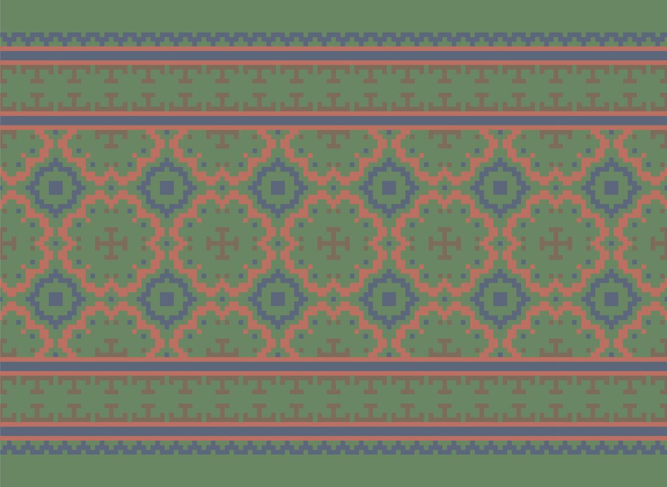 Ethnic Geometric Seamless Fabric Pattern Cross Stitch. Ikat Embroidery Oriental Pixel Pattern Cream Background. Abstract,vector,illustration. Texture,cross Stitch,scarf,decoration,motifs,wallpaper. vector