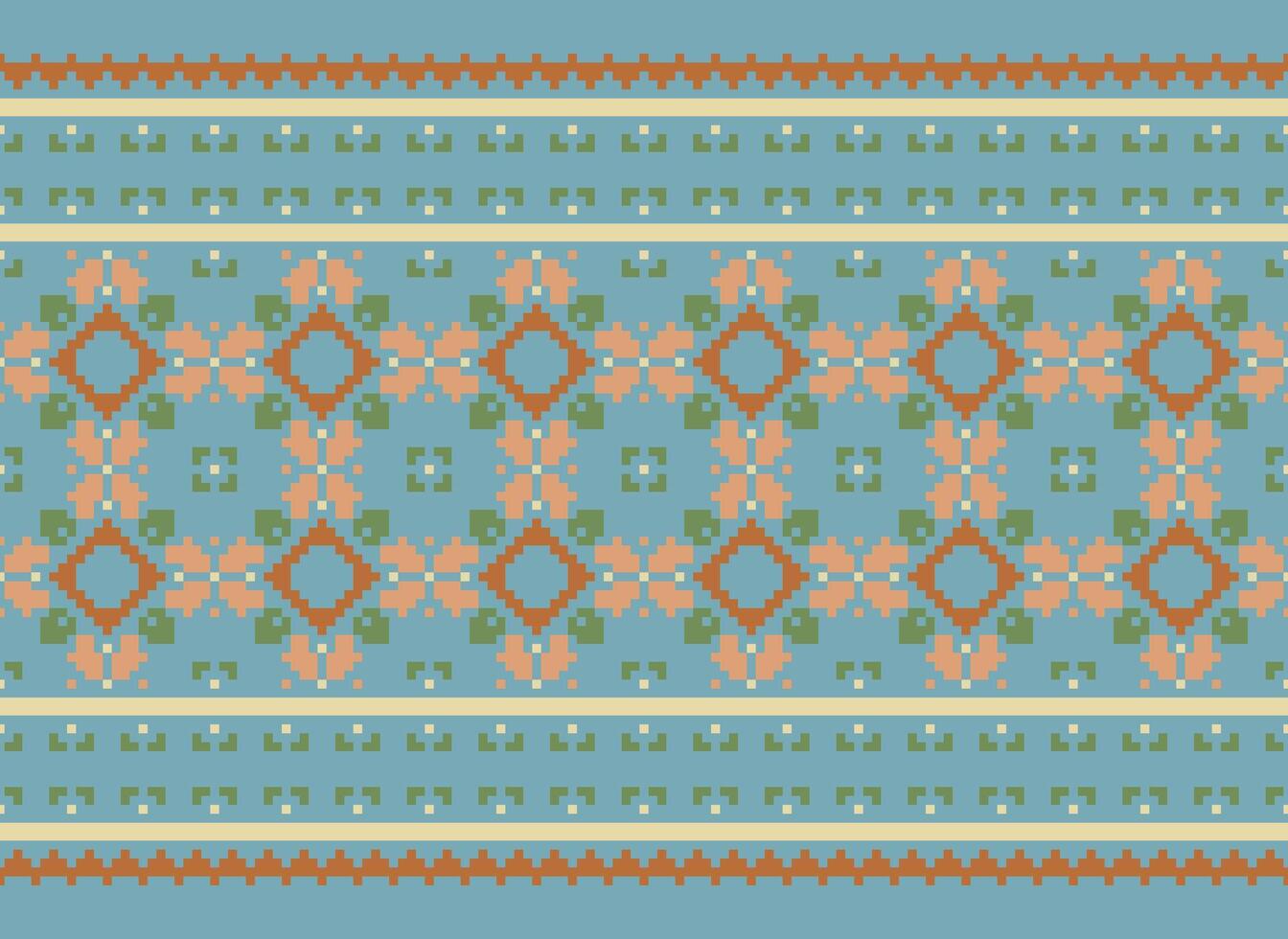 Ethnic Geometric Seamless Fabric Pattern Cross Stitch. Ikat Embroidery Oriental Pixel Pattern Cream Background. Abstract,vector,illustration. Texture,cross Stitch,scarf,decoration,motifs,wallpaper. vector