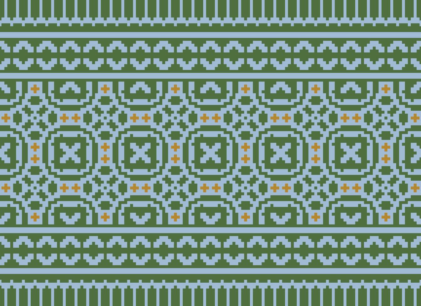 Ethnic Geometric Seamless Fabric Pattern Cross Stitch. Ikat Embroidery Oriental Pixel Pattern Cream Background. Abstract,vector,illustration. Texture,cross Stitch,scarf,decoration,motifs,wallpaper. vector