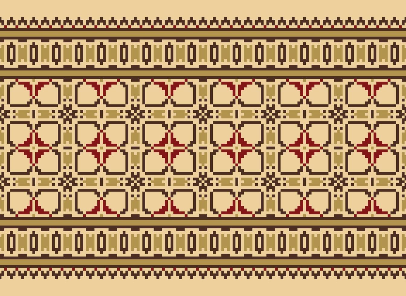 étnico geométrico sin costura tela modelo cruzar puntada. ikat bordado oriental píxel modelo crema antecedentes. resumen, vector, ilustración. textura, cruz puntada,bufanda,decoración,motivos,papel tapiz. vector