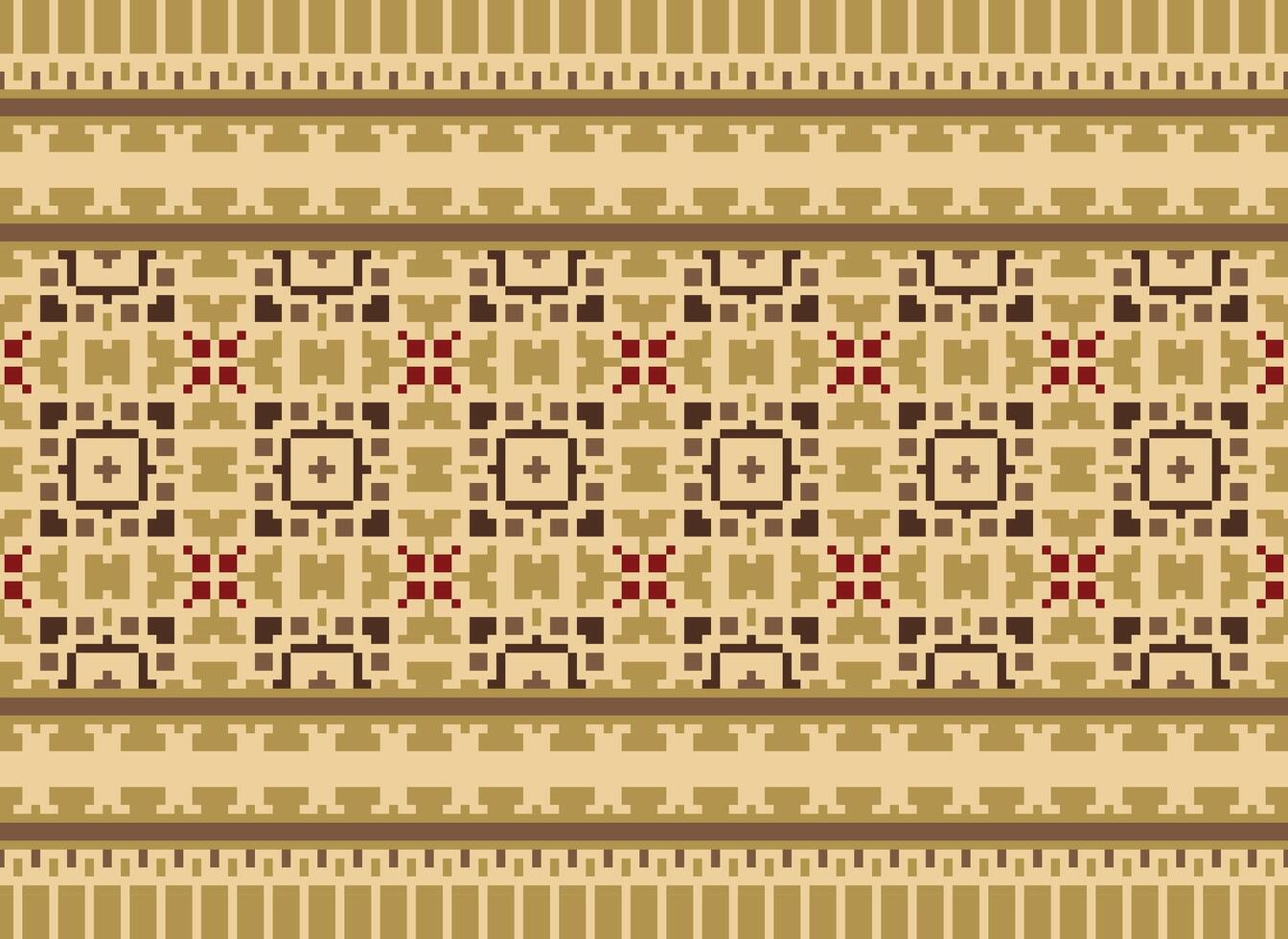 Cross Stitch Border. Embroidery Cross Stitch. Ethnic Patterns. Geometric Ethnic Indian pattern. Native Ethnic pattern.Texture Textile Fabric Clothing Knitwear print. Pixel Horizontal Seamless Vector. vector