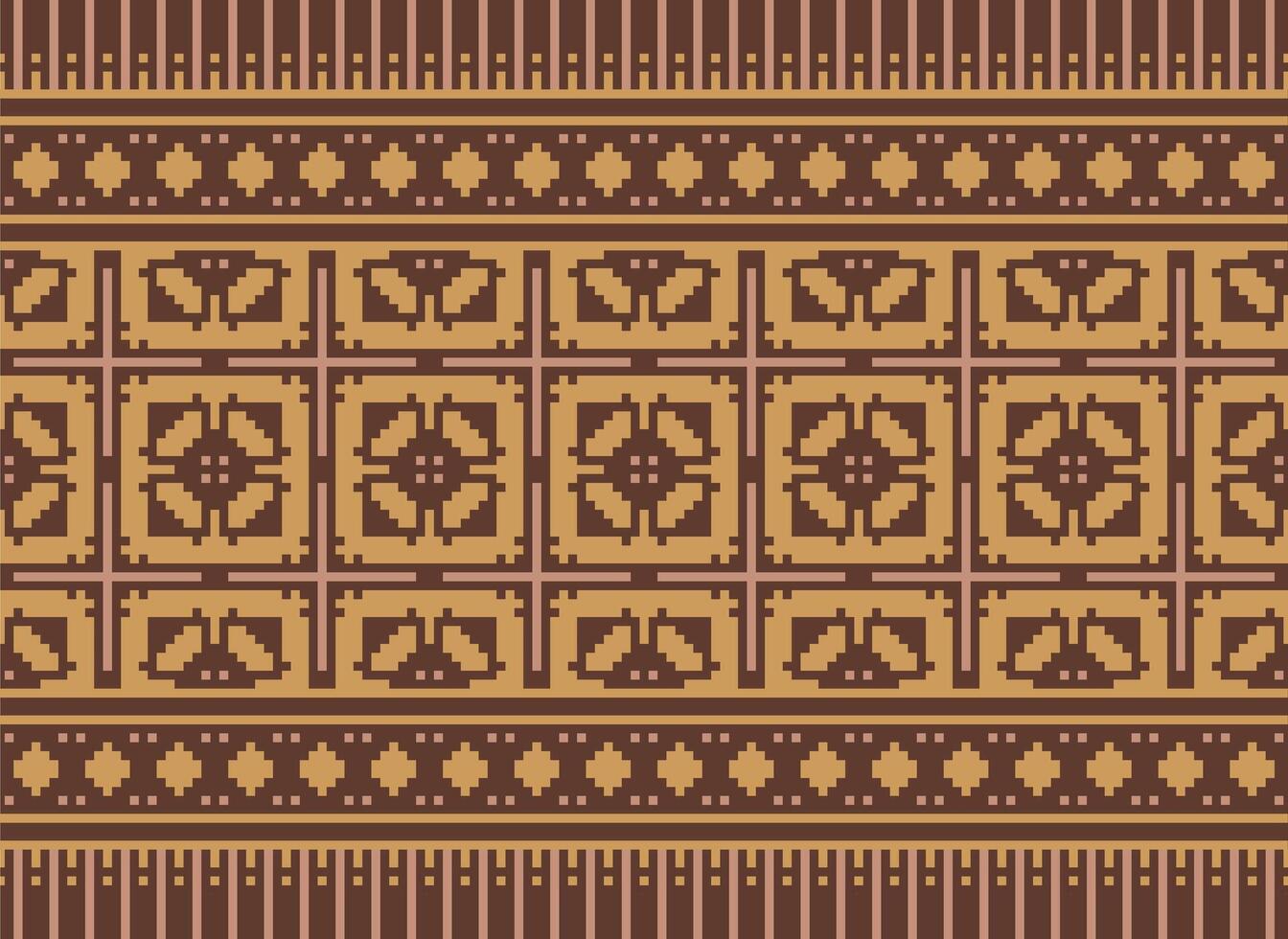 Cross Stitch. Geometric ethnic patterns. Design for Saree, Patola, Sari, Dupatta, Vyshyvanka, rushnyk, dupatta, Clothing, fabric, batik, Knitwear, Embroidery, Ikkat, Pixel pattern. Traditional Design. vector