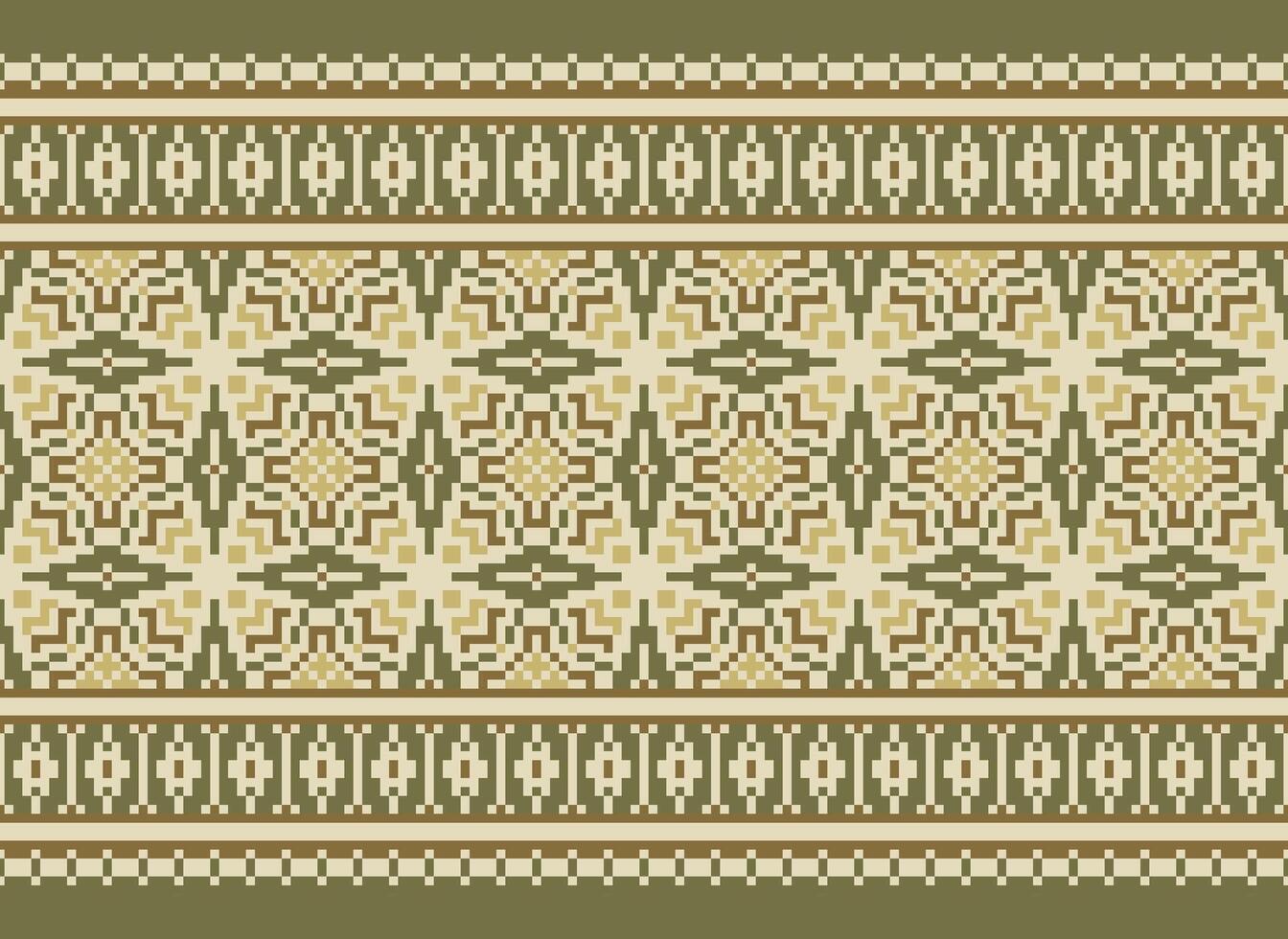 Ethnic Geometric Seamless Fabric Pattern Cross Stitch. Ikat Embroidery Oriental Pixel Pattern Cream Background. Abstract,vector,illustration. Texture,cross Stitch,scarf,decoration,motifs,wallpaper. vector