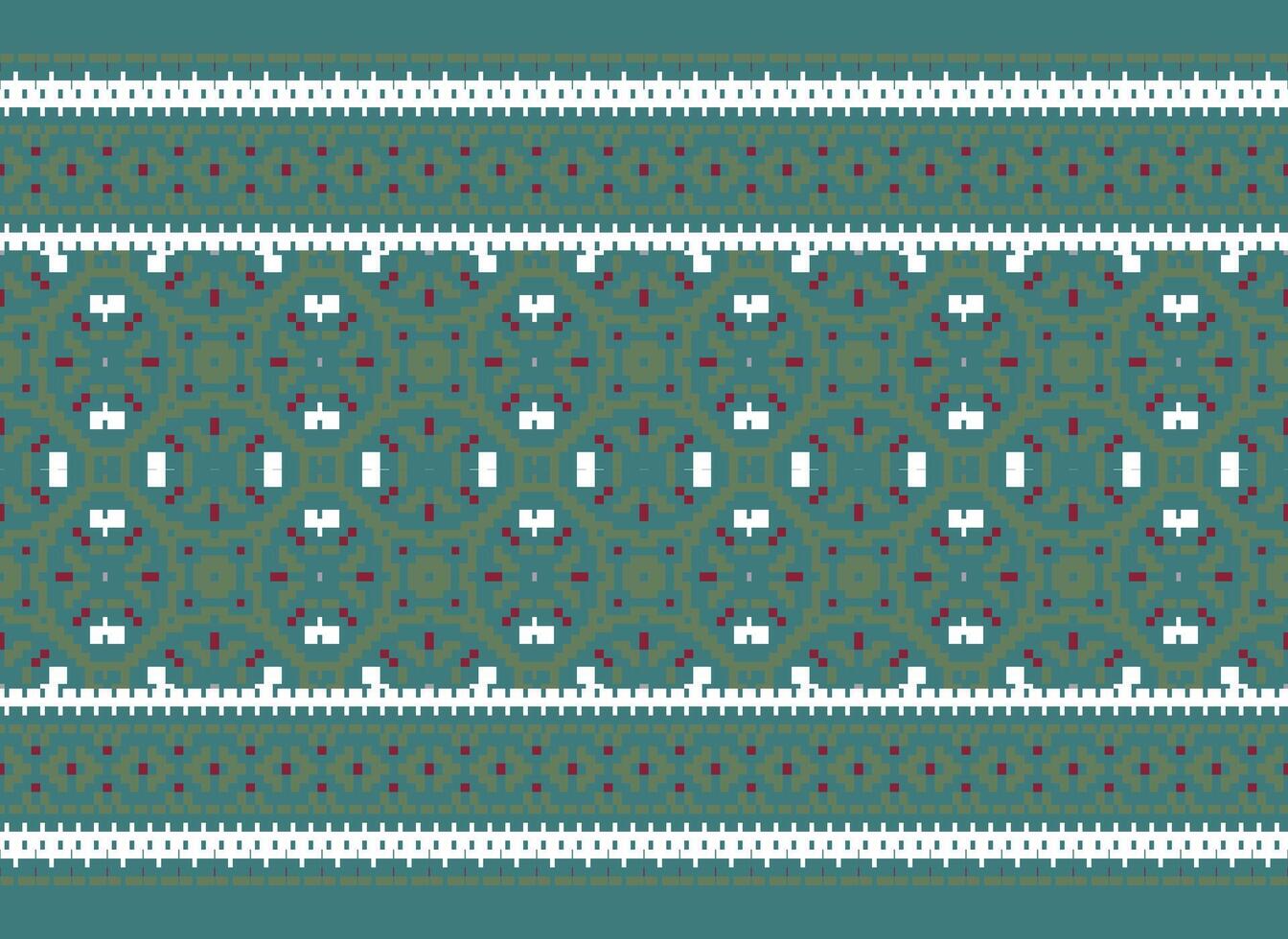 Cross Stitch Embroidery. Ethnic Patterns. Native Style. Traditional Design for texture, textile, fabric, clothing, Knitwear, print. Geometric Pixel Horizontal Seamless Vector. vector