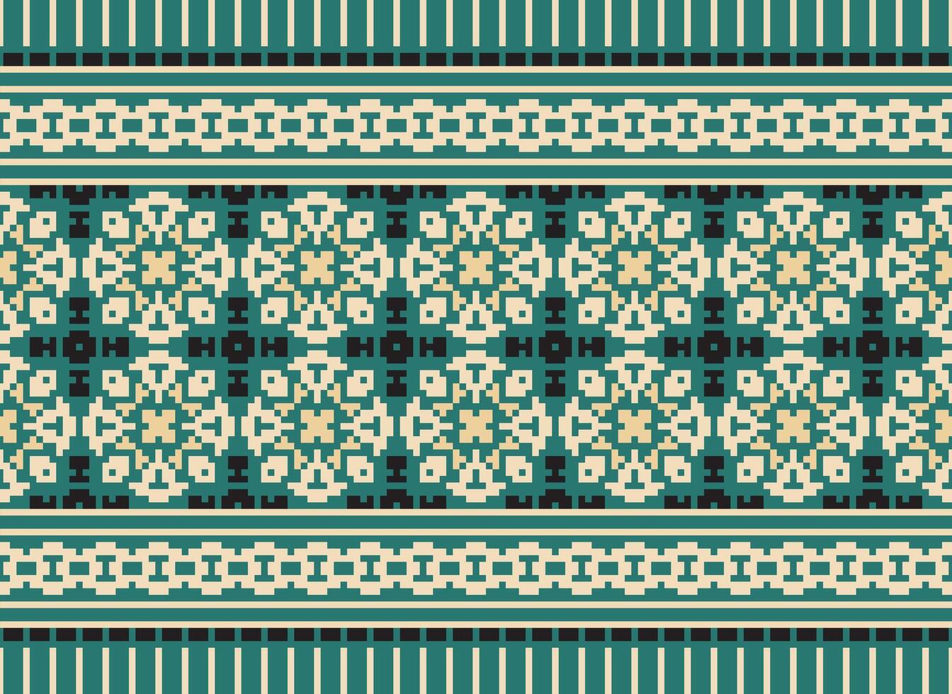 cruzar puntada bordado. étnico patrones. nativo estilo. tradicional diseño para textura, textil, tela, ropa, prendas de punto, impresión. geométrico píxel horizontal sin costura vector. vector