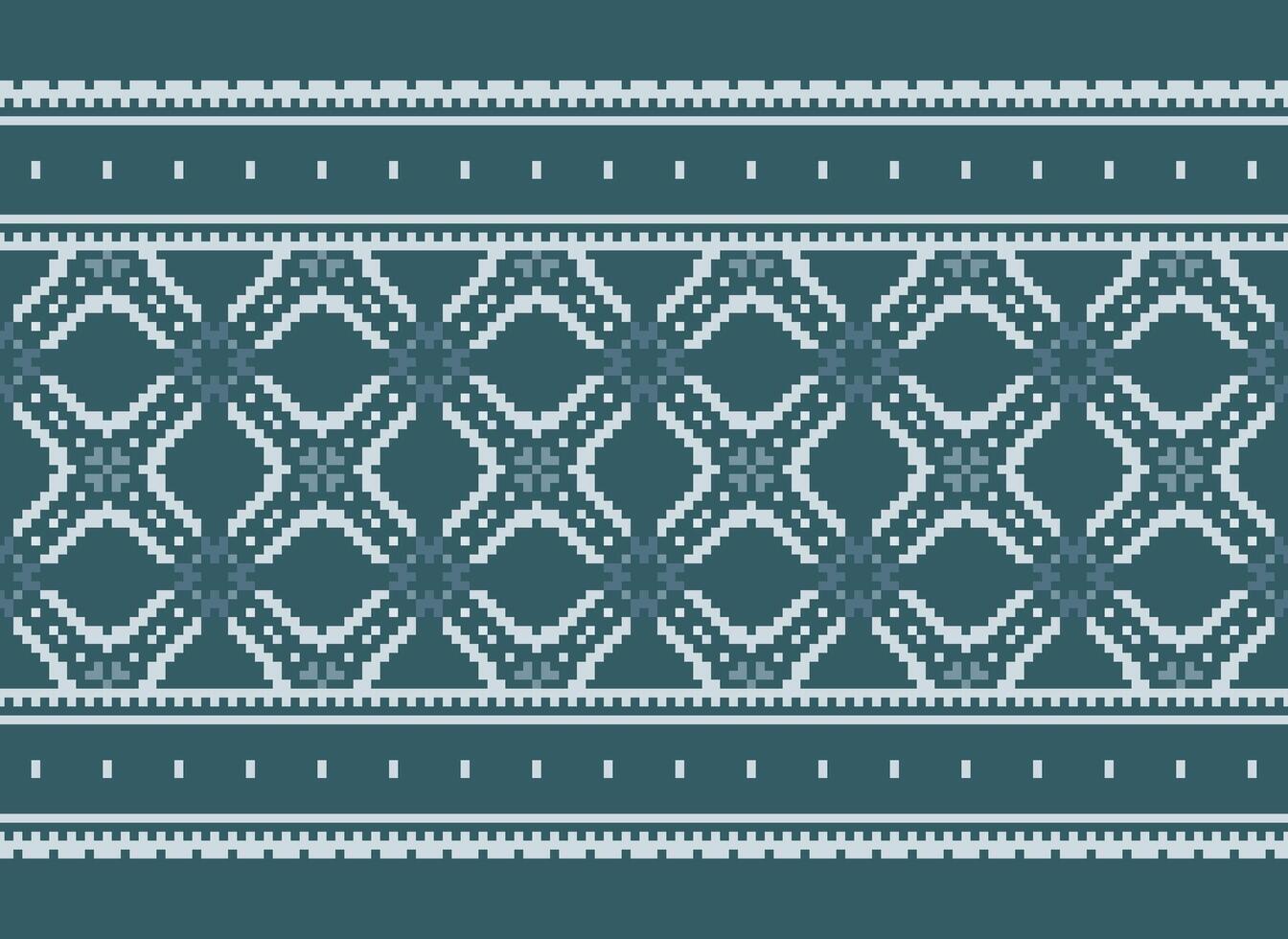 Cross Stitch Border. Embroidery Cross Stitch. Ethnic Patterns. Geometric Ethnic Indian pattern. Native Ethnic pattern.Texture Textile Fabric Clothing Knitwear print. Pixel Horizontal Seamless Vector. vector