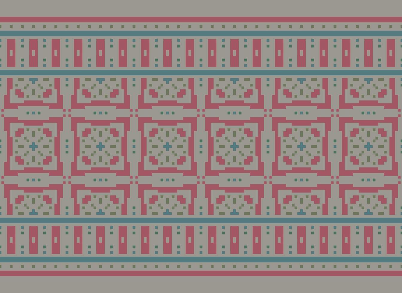 Cross Stitch Border. Embroidery Cross Stitch. Ethnic Patterns. Geometric Ethnic Indian pattern. Native Ethnic pattern.Texture Textile Fabric Clothing Knitwear print. Pixel Horizontal Seamless Vector. vector
