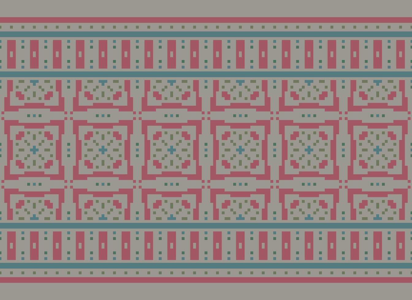 Cross Stitch Border. Embroidery Cross Stitch. Ethnic Patterns. Geometric Ethnic Indian pattern. Native Ethnic pattern.Texture Textile Fabric Clothing Knitwear print. Pixel Horizontal Seamless Vector. vector