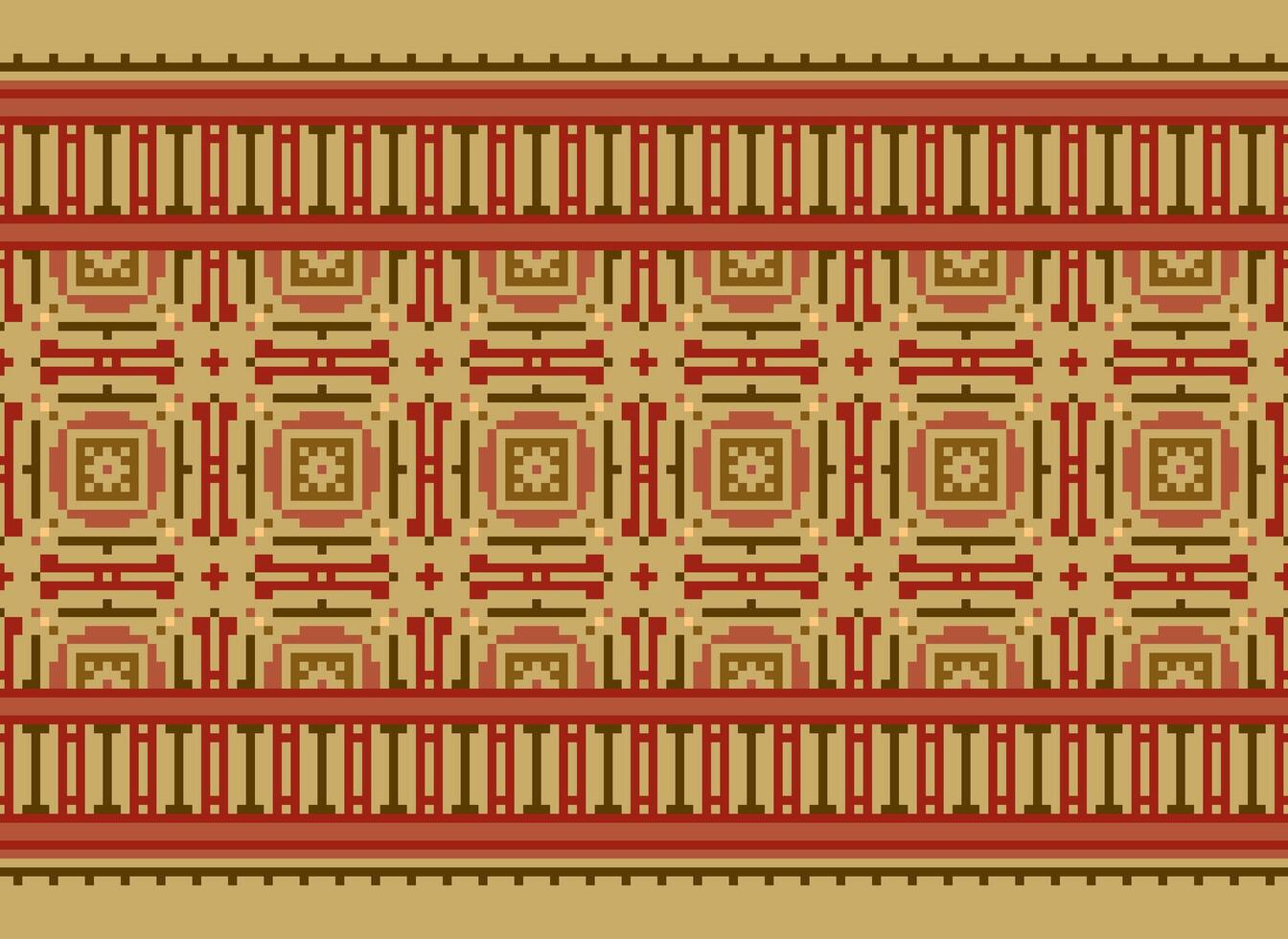Cross Stitch Border. Embroidery Cross Stitch. Ethnic Patterns. Geometric Ethnic Indian pattern. Native Ethnic pattern.Texture Textile Fabric Clothing Knitwear print. Pixel Horizontal Seamless Vector. vector