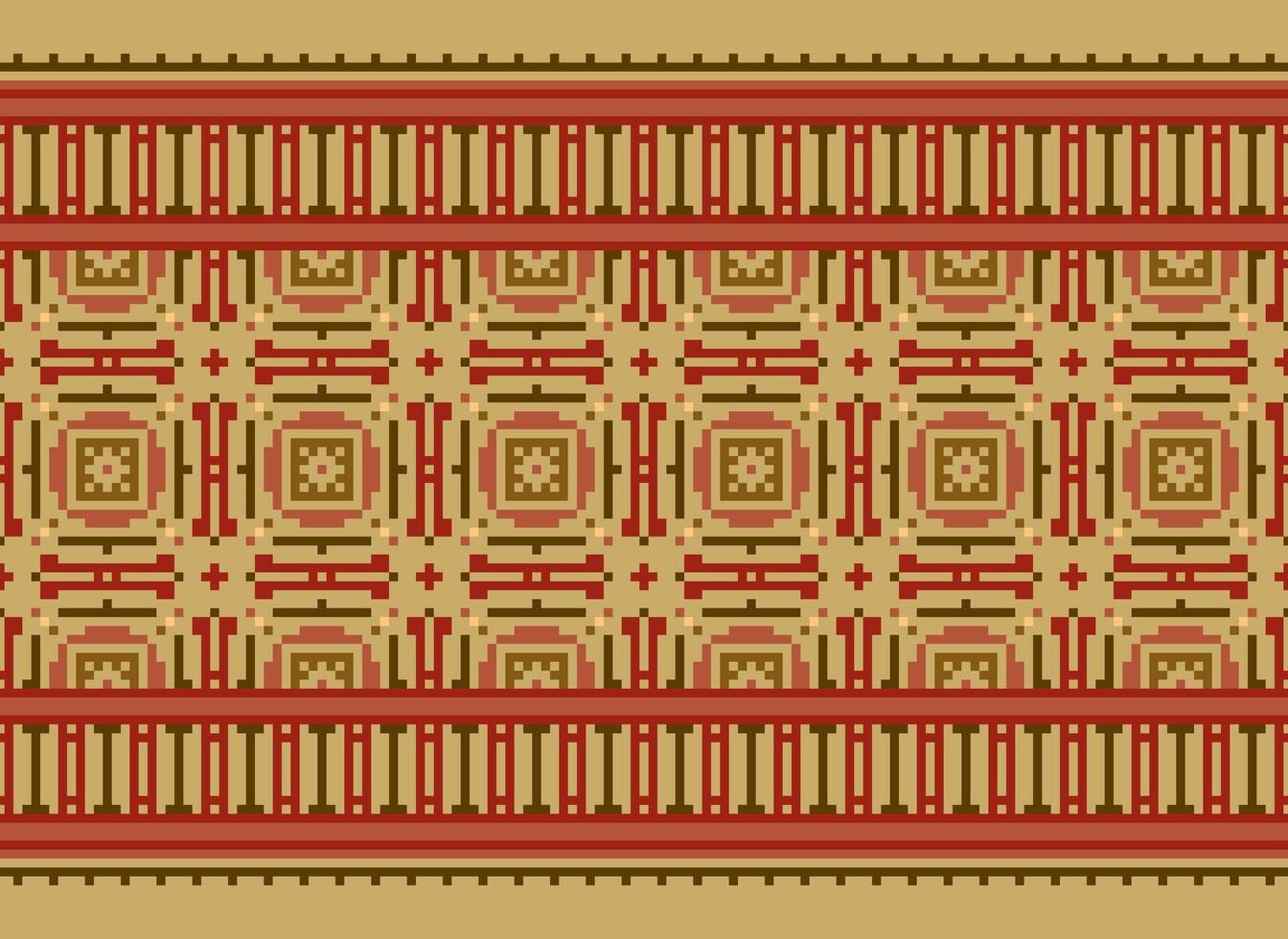 Cross Stitch Border. Embroidery Cross Stitch. Ethnic Patterns. Geometric Ethnic Indian pattern. Native Ethnic pattern.Texture Textile Fabric Clothing Knitwear print. Pixel Horizontal Seamless Vector. vector