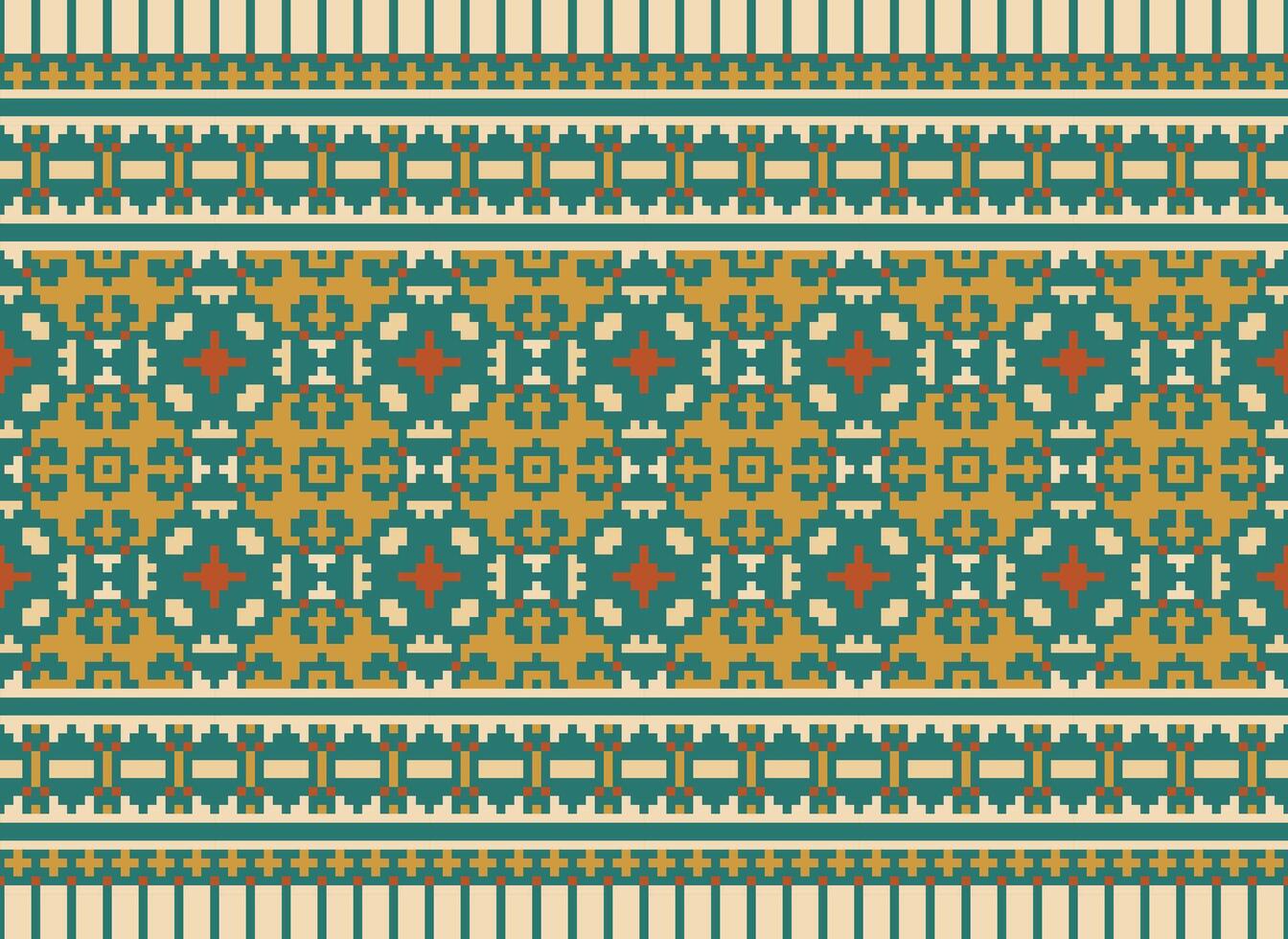 cruzar puntada bordado. étnico patrones. nativo estilo. tradicional diseño para textura, textil, tela, ropa, prendas de punto, impresión. geométrico píxel horizontal sin costura vector. vector