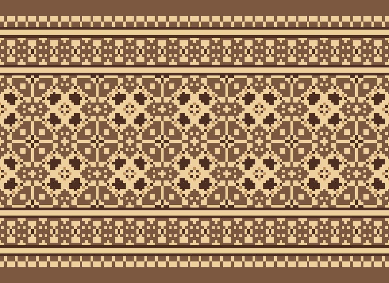 Cross Stitch Embroidery. Ethnic Patterns. Native Style. Traditional Design for texture, textile, fabric, clothing, Knitwear, print. Geometric Pixel Horizontal Seamless Vector. vector