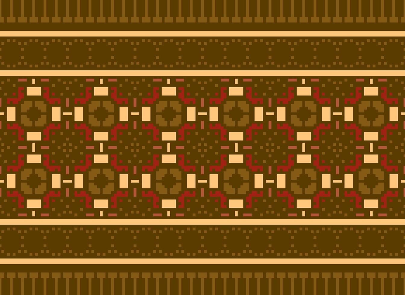 Cross Stitch. Geometric ethnic patterns. Design for Saree, Patola, Sari, Dupatta, Vyshyvanka, rushnyk, dupatta, Clothing, fabric, batik, Knitwear, Embroidery, Ikkat, Pixel pattern. Traditional Design. vector