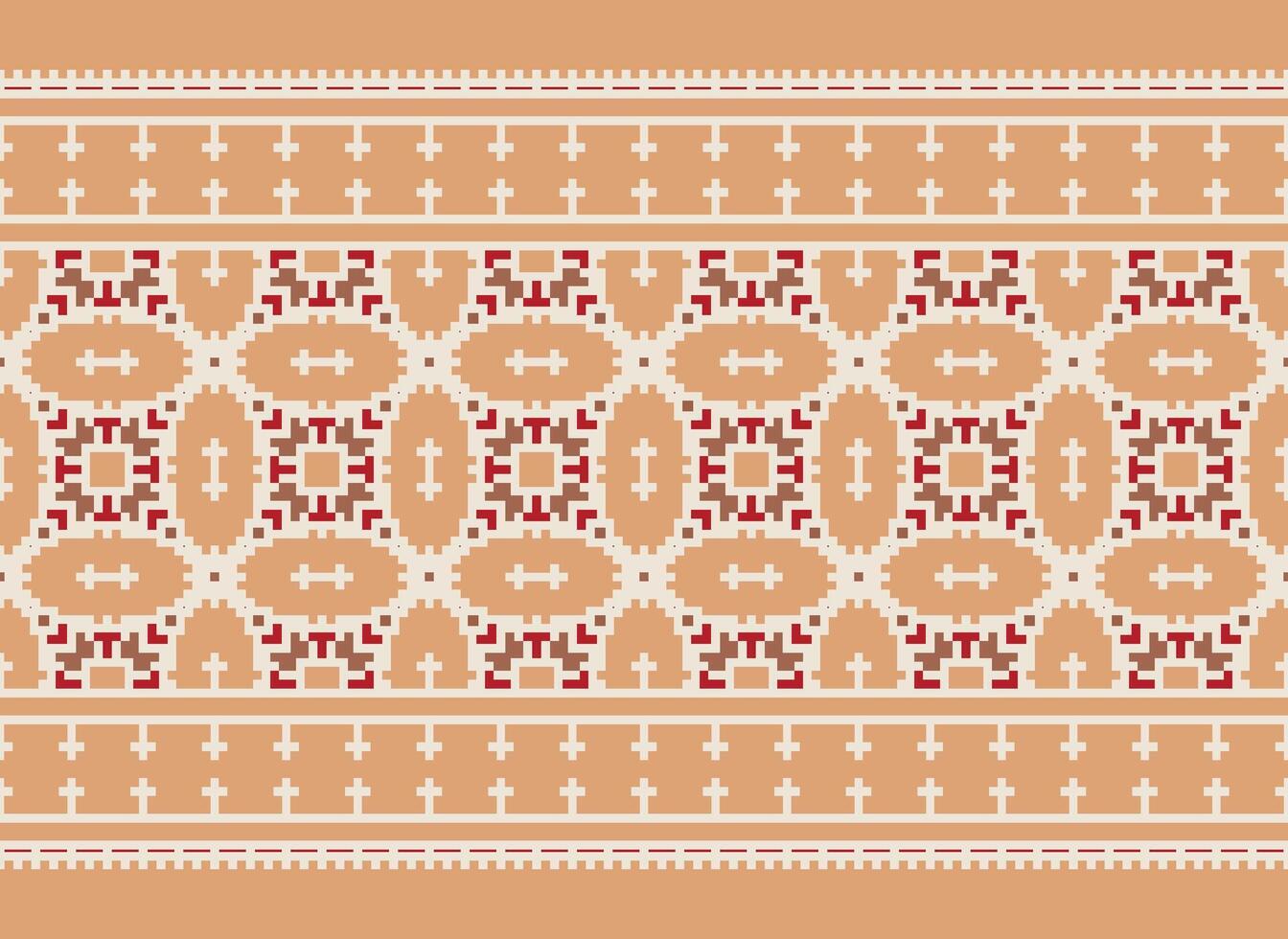 Cross Stitch. Geometric ethnic patterns. Design for Saree, Patola, Sari, Dupatta, Vyshyvanka, rushnyk, dupatta, Clothing, fabric, batik, Knitwear, Embroidery, Ikkat, Pixel pattern. Traditional Design. vector