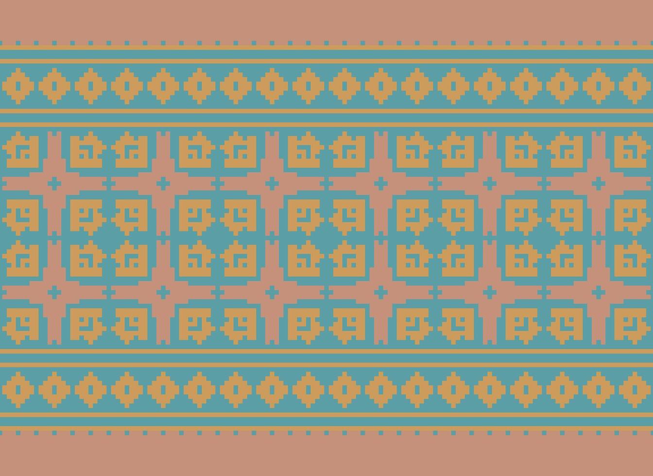 Ethnic Geometric Seamless Fabric Pattern Cross Stitch. Ikat Embroidery Oriental Pixel Pattern Cream Background. Abstract,vector,illustration. Texture,cross Stitch,scarf,decoration,motifs,wallpaper. vector