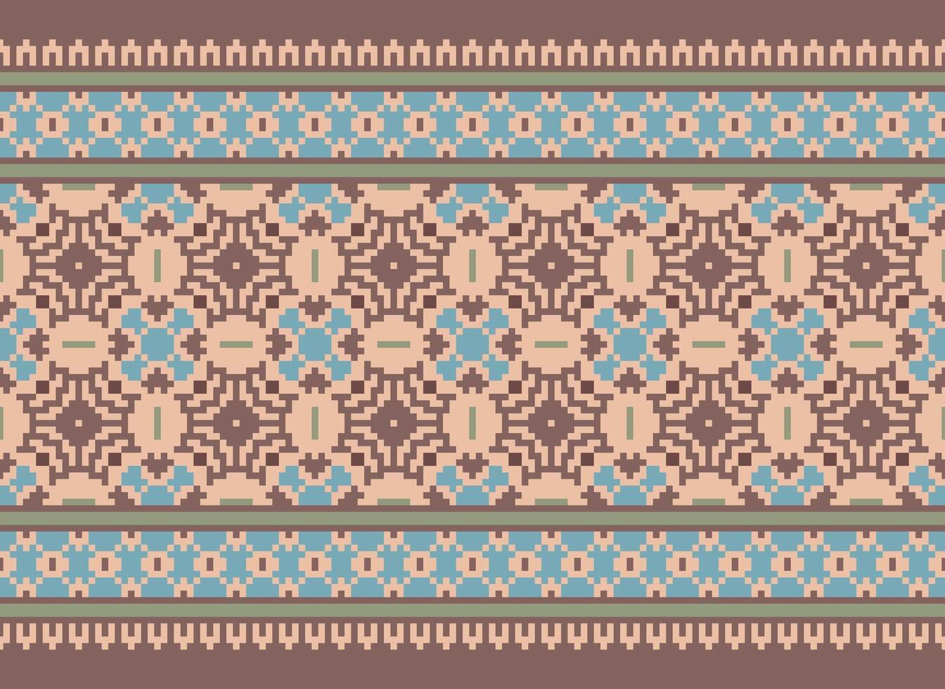 Ethnic Geometric Seamless Fabric Pattern Cross Stitch. Ikat Embroidery Oriental Pixel Pattern Cream Background. Abstract,vector,illustration. Texture,cross Stitch,scarf,decoration,motifs,wallpaper. vector