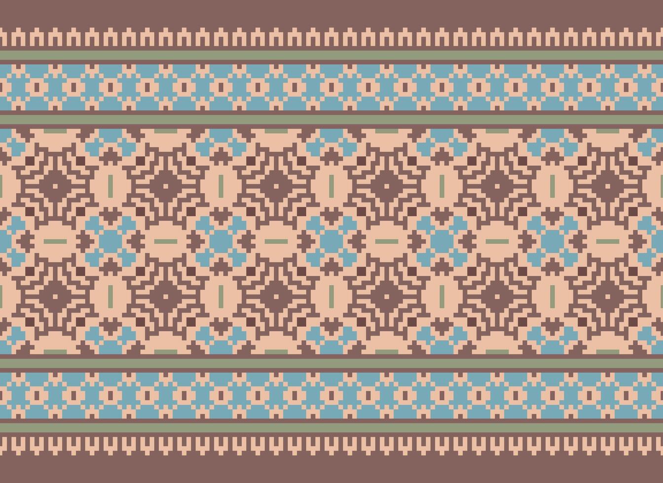 Ethnic Geometric Seamless Fabric Pattern Cross Stitch. Ikat Embroidery Oriental Pixel Pattern Cream Background. Abstract,vector,illustration. Texture,cross Stitch,scarf,decoration,motifs,wallpaper. vector