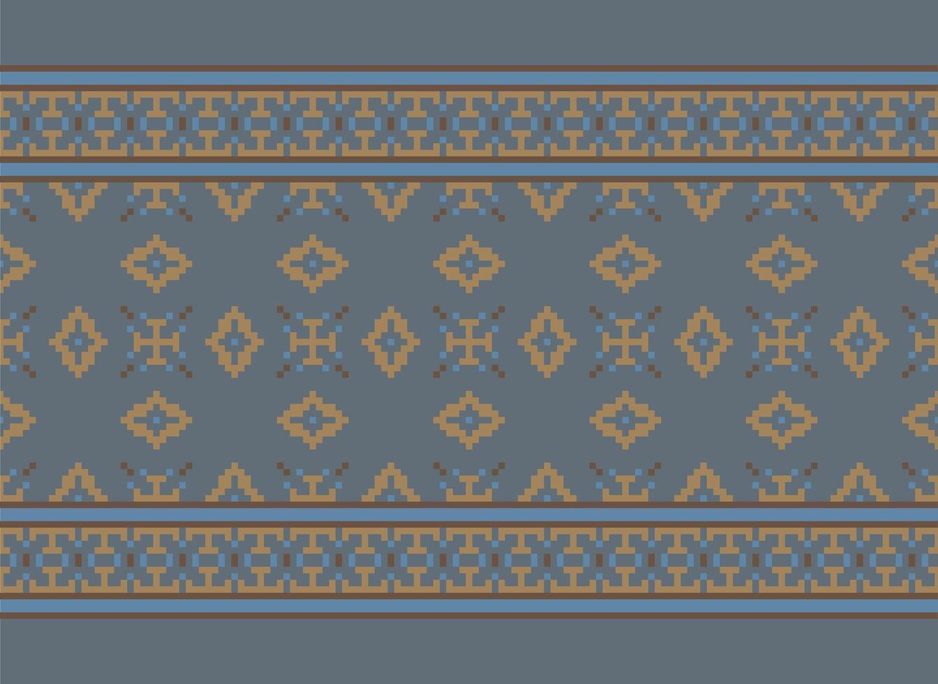 Ethnic Geometric Seamless Fabric Pattern Cross Stitch. Ikat Embroidery Oriental Pixel Pattern Cream Background. Abstract,vector,illustration. Texture,cross Stitch,scarf,decoration,motifs,wallpaper. vector