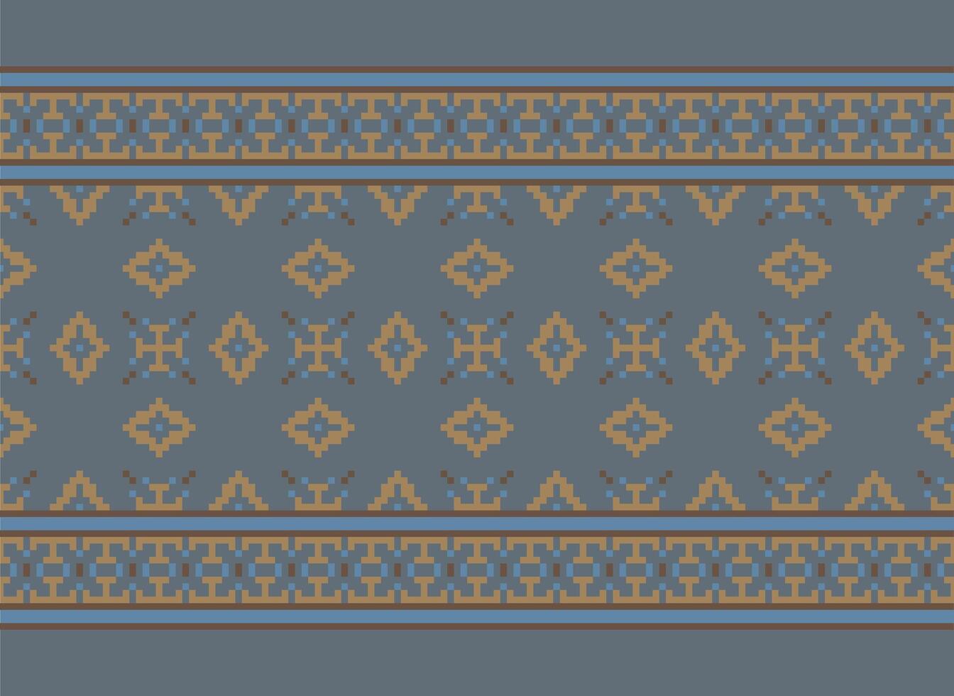 Ethnic Geometric Seamless Fabric Pattern Cross Stitch. Ikat Embroidery Oriental Pixel Pattern Cream Background. Abstract,vector,illustration. Texture,cross Stitch,scarf,decoration,motifs,wallpaper. vector