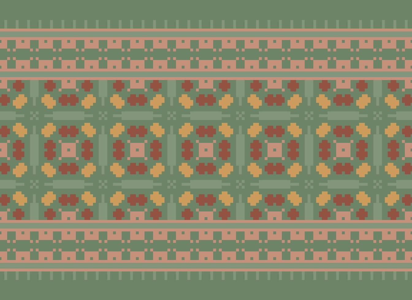Ethnic Geometric Seamless Fabric Pattern Cross Stitch. Ikat Embroidery Oriental Pixel Pattern Cream Background. Abstract,vector,illustration. Texture,cross Stitch,scarf,decoration,motifs,wallpaper. vector