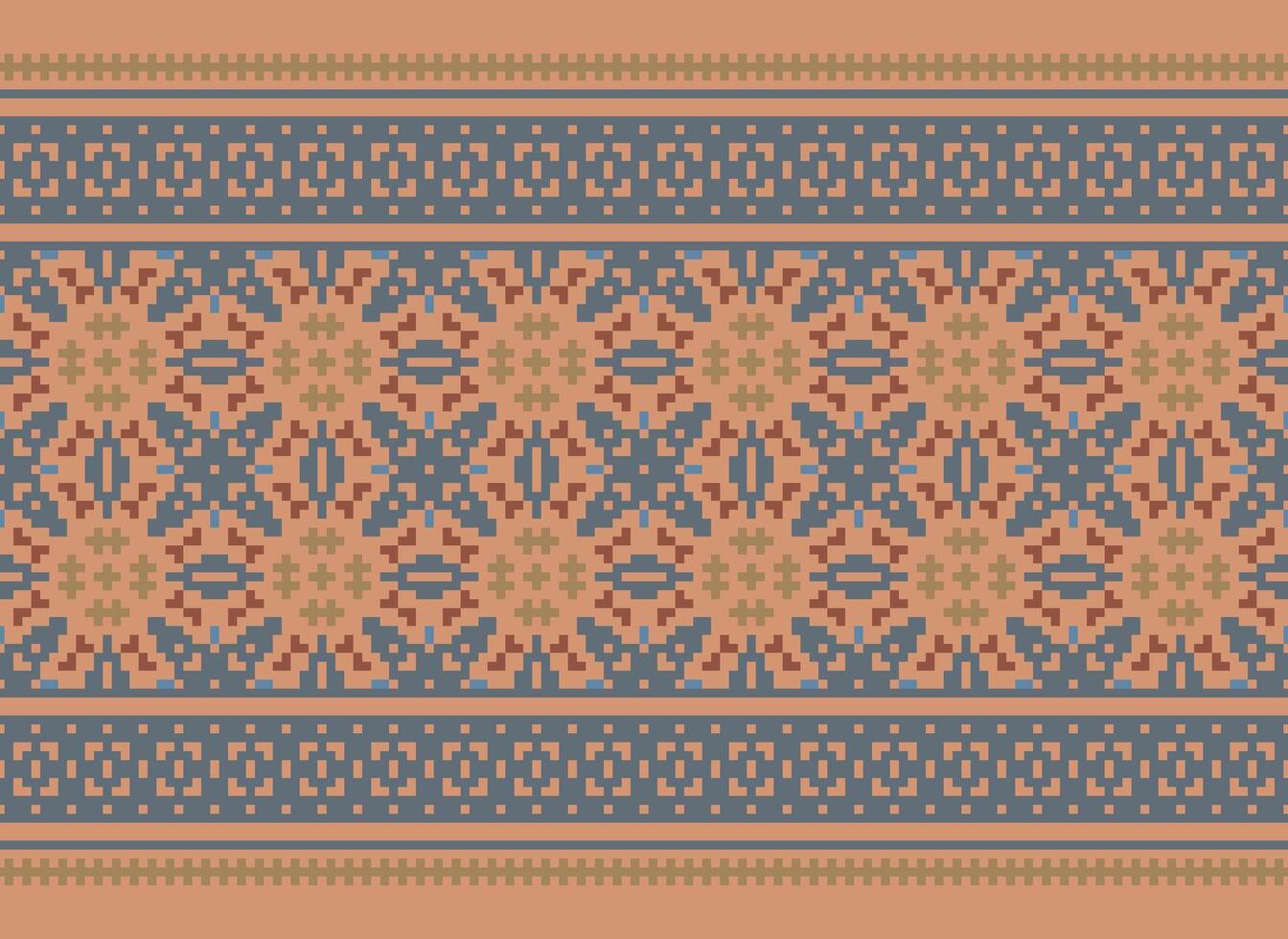 Ethnic Geometric Seamless Fabric Pattern Cross Stitch. Ikat Embroidery Oriental Pixel Pattern Cream Background. Abstract,vector,illustration. Texture,cross Stitch,scarf,decoration,motifs,wallpaper. vector
