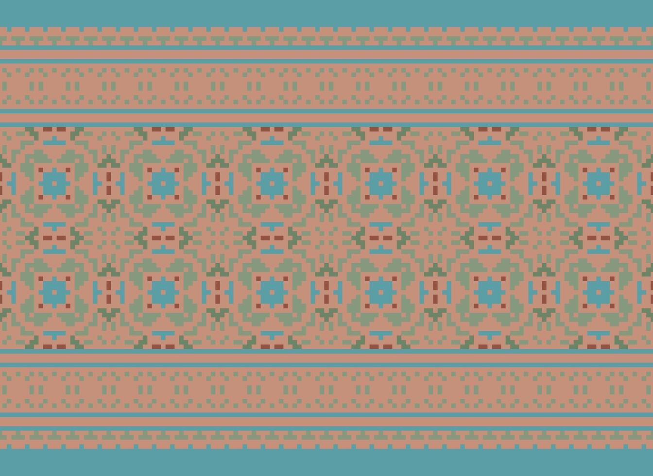 Ethnic Geometric Seamless Fabric Pattern Cross Stitch. Ikat Embroidery Oriental Pixel Pattern Cream Background. Abstract,vector,illustration. Texture,cross Stitch,scarf,decoration,motifs,wallpaper. vector