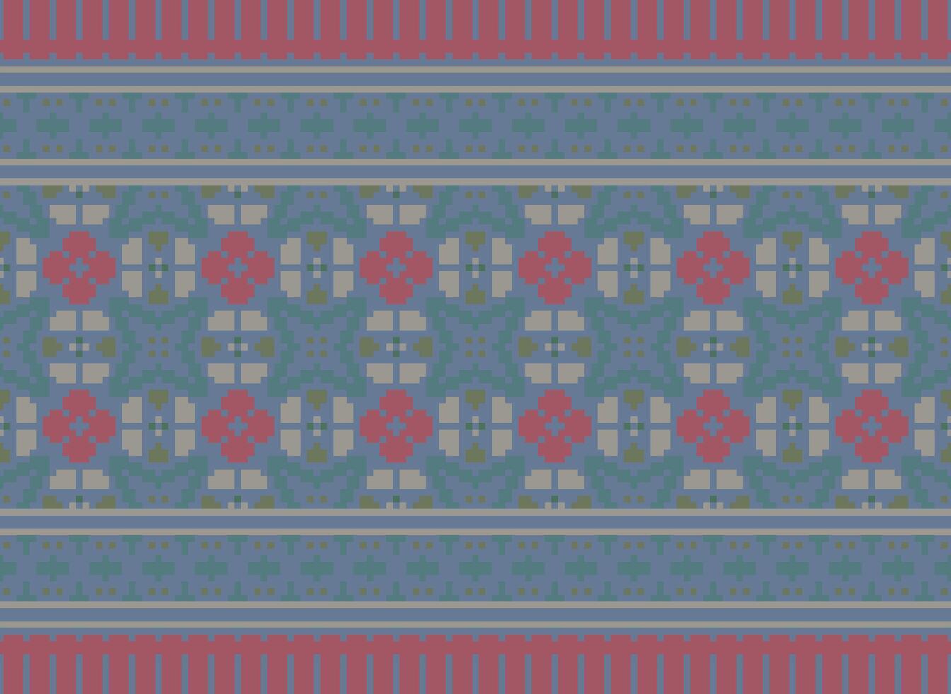 Ethnic Geometric Seamless Fabric Pattern Cross Stitch. Ikat Embroidery Oriental Pixel Pattern Cream Background. Abstract,vector,illustration. Texture,cross Stitch,scarf,decoration,motifs,wallpaper. vector