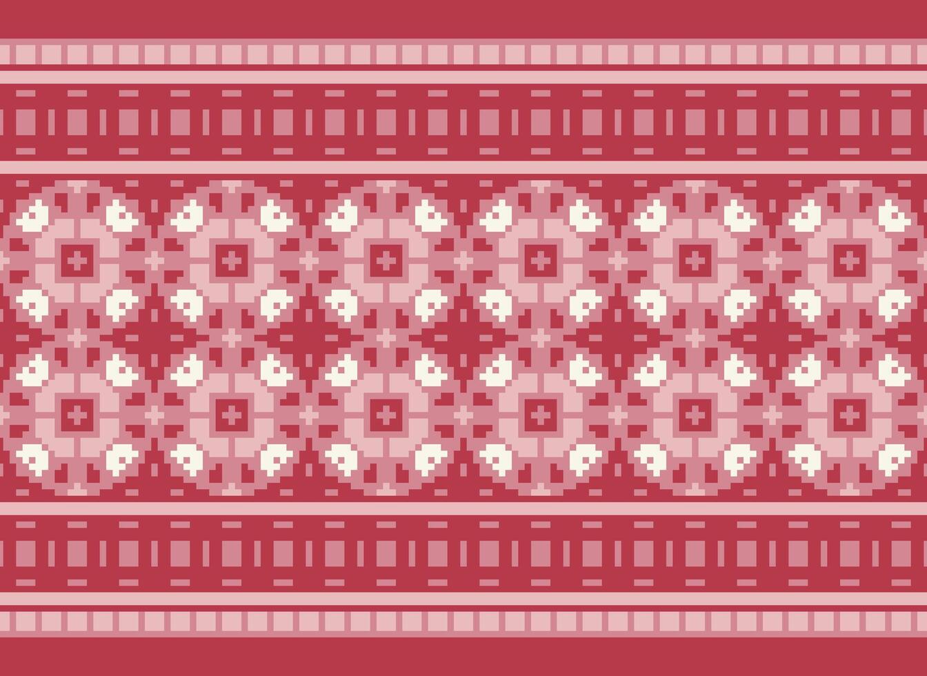 Ethnic Geometric Seamless Fabric Pattern Cross Stitch. Ikat Embroidery Oriental Pixel Pattern Cream Background. Abstract,vector,illustration. Texture,cross Stitch,scarf,decoration,motifs,wallpaper. vector