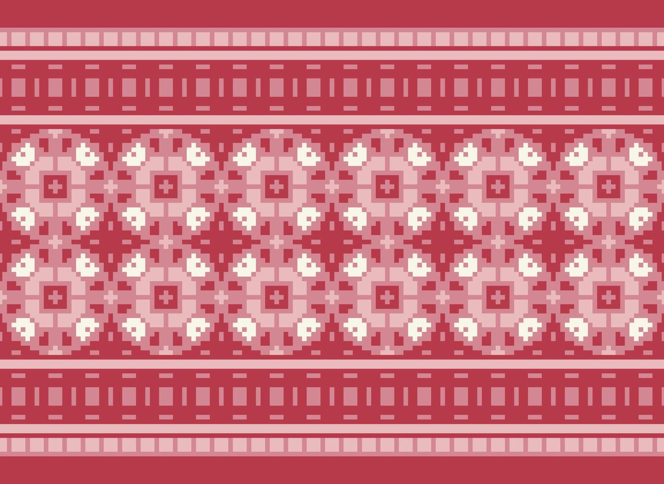 Ethnic Geometric Seamless Fabric Pattern Cross Stitch. Ikat Embroidery Oriental Pixel Pattern Cream Background. Abstract,vector,illustration. Texture,cross Stitch,scarf,decoration,motifs,wallpaper. vector