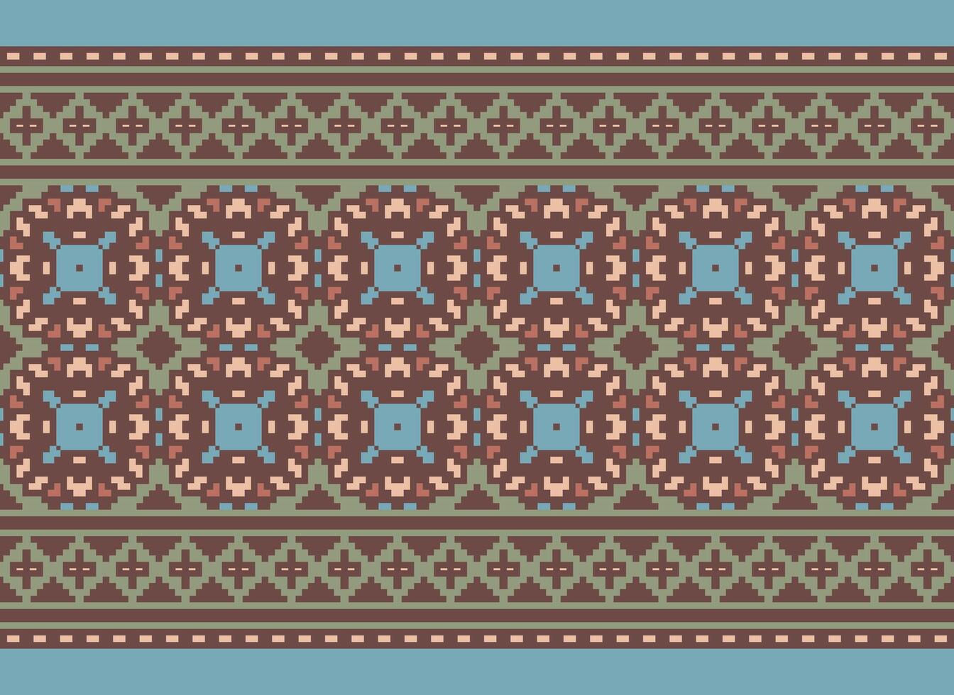 étnico geométrico sin costura tela modelo cruzar puntada. ikat bordado oriental píxel modelo crema antecedentes. resumen, vector, ilustración. textura, cruz puntada,bufanda,decoración,motivos,papel tapiz. vector