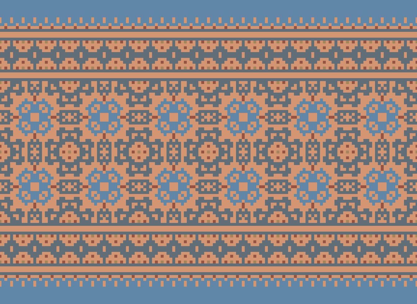 Ethnic Geometric Seamless Fabric Pattern Cross Stitch. Ikat Embroidery Oriental Pixel Pattern Cream Background. Abstract,vector,illustration. Texture,cross Stitch,scarf,decoration,motifs,wallpaper. vector