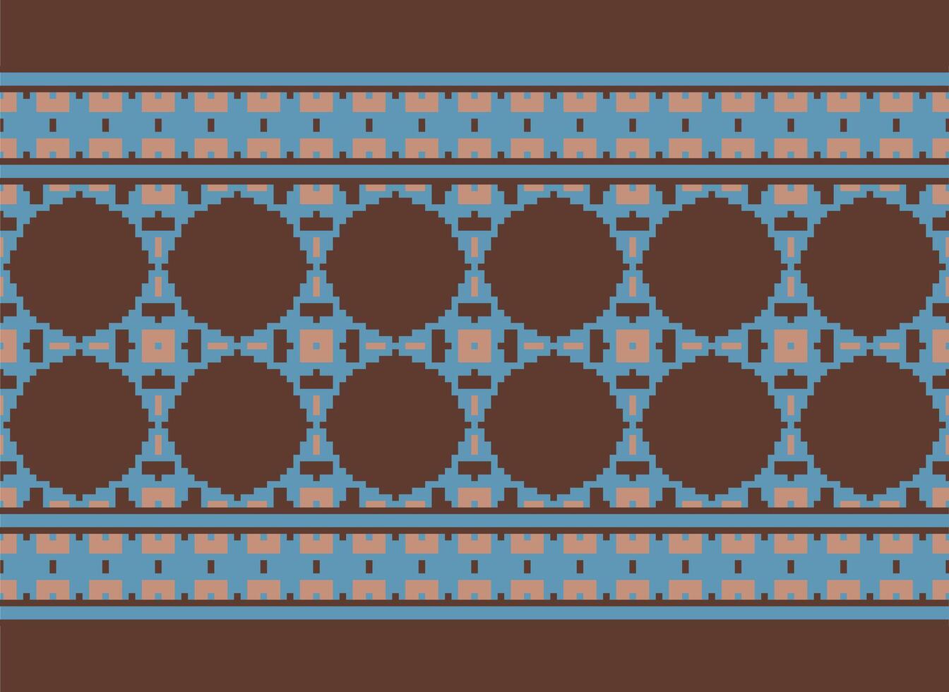 Ethnic Geometric Seamless Fabric Pattern Cross Stitch. Ikat Embroidery Oriental Pixel Pattern Cream Background. Abstract,vector,illustration. Texture,cross Stitch,scarf,decoration,motifs,wallpaper. vector