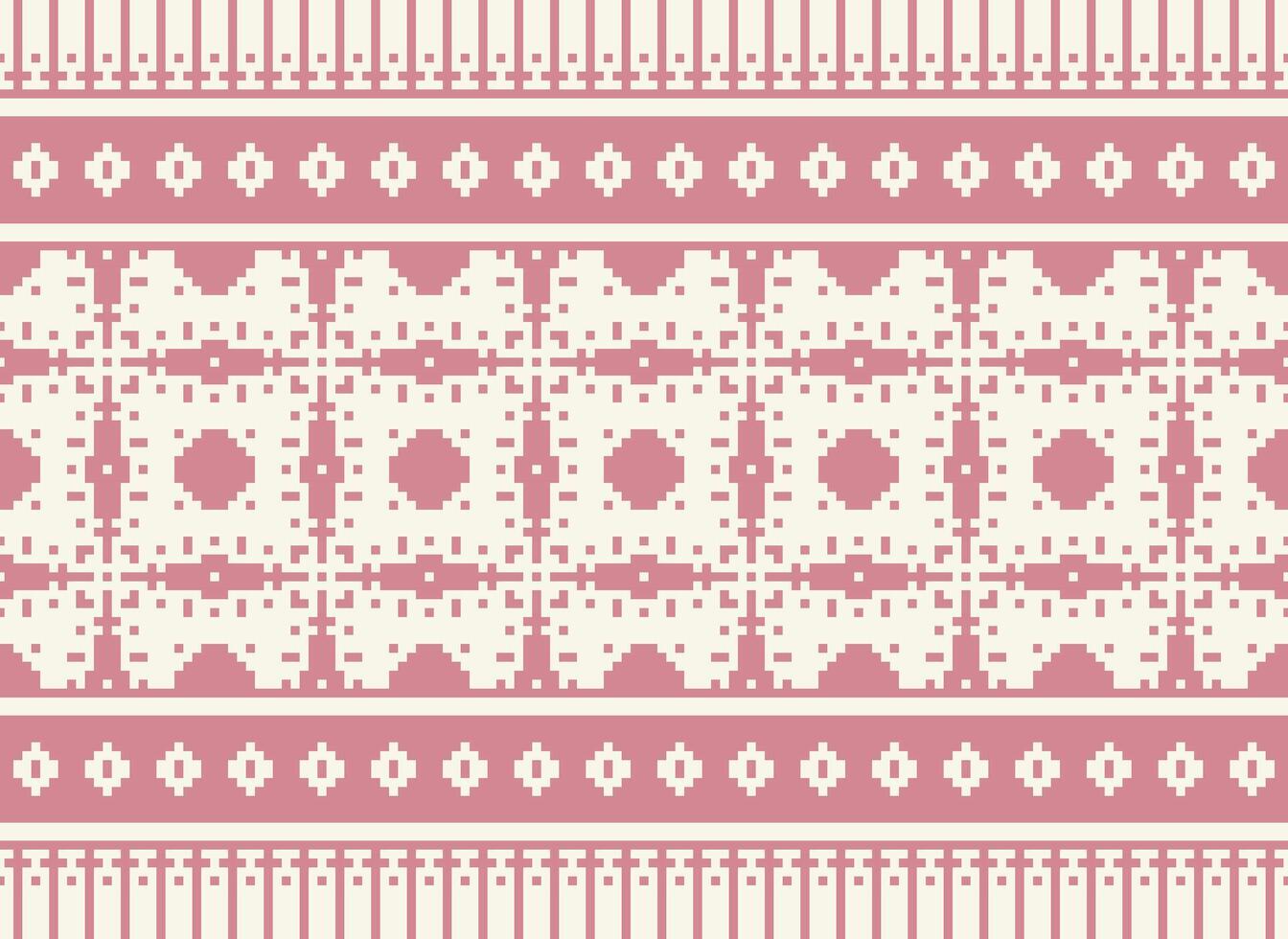 Ethnic Geometric Seamless Fabric Pattern Cross Stitch. Ikat Embroidery Oriental Pixel Pattern Cream Background. Abstract,vector,illustration. Texture,cross Stitch,scarf,decoration,motifs,wallpaper. vector