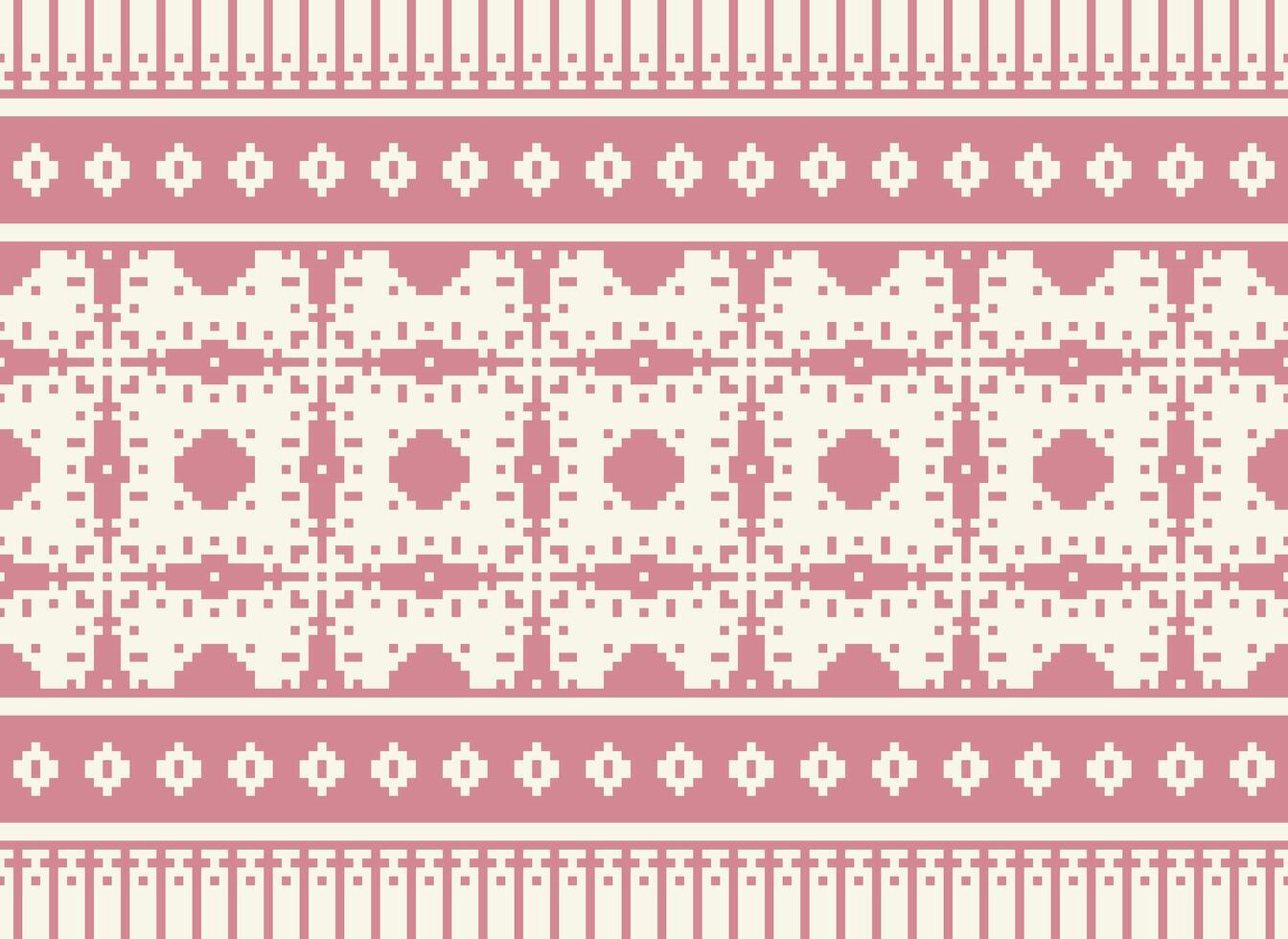 Ethnic Geometric Seamless Fabric Pattern Cross Stitch. Ikat Embroidery Oriental Pixel Pattern Cream Background. Abstract,vector,illustration. Texture,cross Stitch,scarf,decoration,motifs,wallpaper. vector