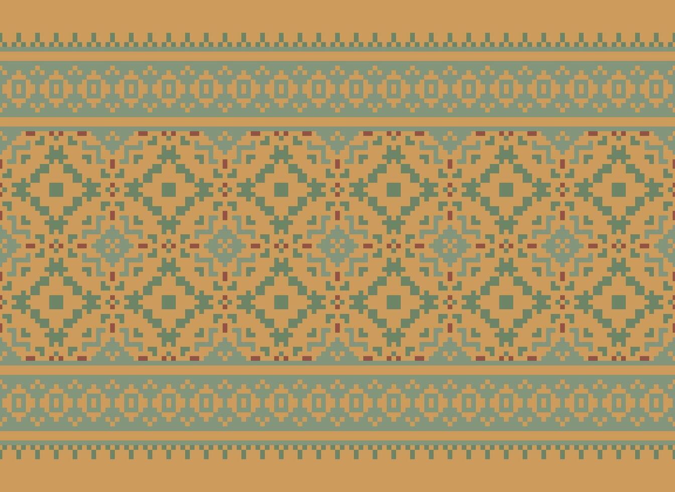 Ethnic Geometric Seamless Fabric Pattern Cross Stitch. Ikat Embroidery Oriental Pixel Pattern Cream Background. Abstract,vector,illustration. Texture,cross Stitch,scarf,decoration,motifs,wallpaper. vector