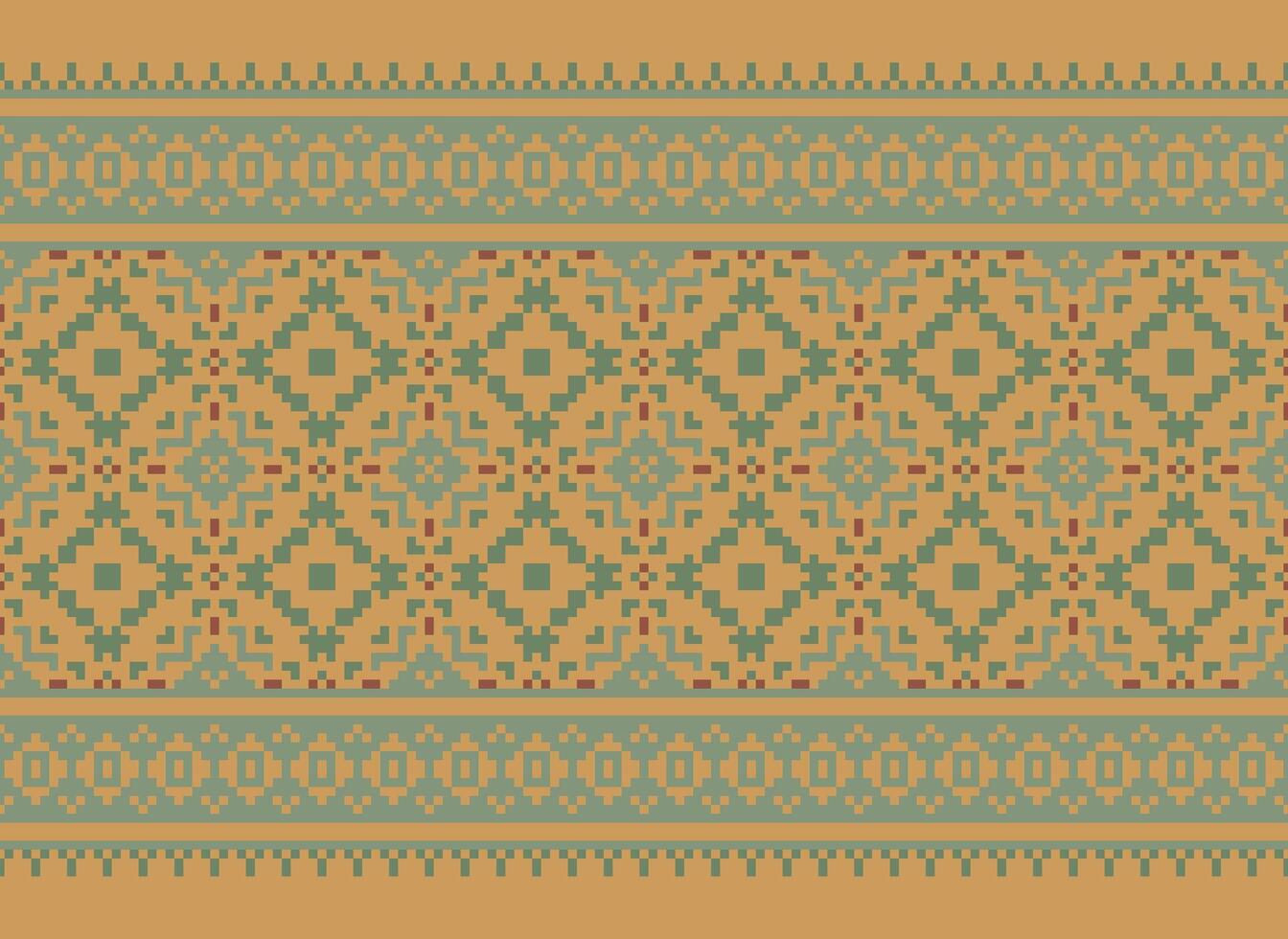 étnico geométrico sin costura tela modelo cruzar puntada. ikat bordado oriental píxel modelo crema antecedentes. resumen, vector, ilustración. textura, cruz puntada,bufanda,decoración,motivos,papel tapiz. vector