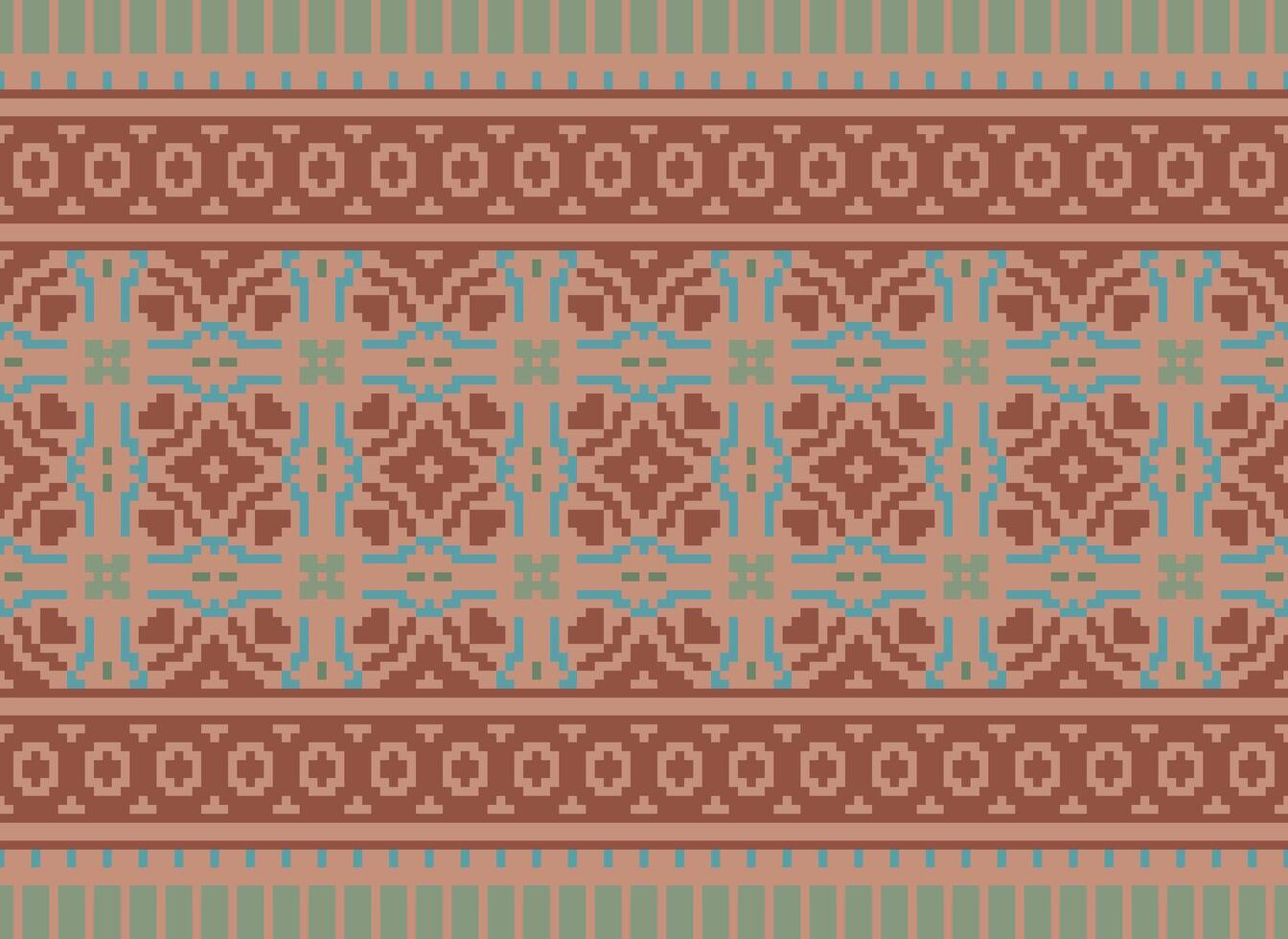 étnico geométrico sin costura tela modelo cruzar puntada. ikat bordado oriental píxel modelo crema antecedentes. resumen, vector, ilustración. textura, cruz puntada,bufanda,decoración,motivos,papel tapiz. vector