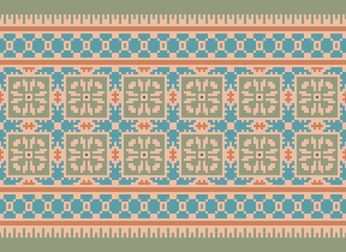 Ethnic Geometric Seamless Fabric Pattern Cross Stitch. Ikat Embroidery Oriental Pixel Pattern Cream Background. Abstract,vector,illustration. Texture,cross Stitch,scarf,decoration,motifs,wallpaper. vector