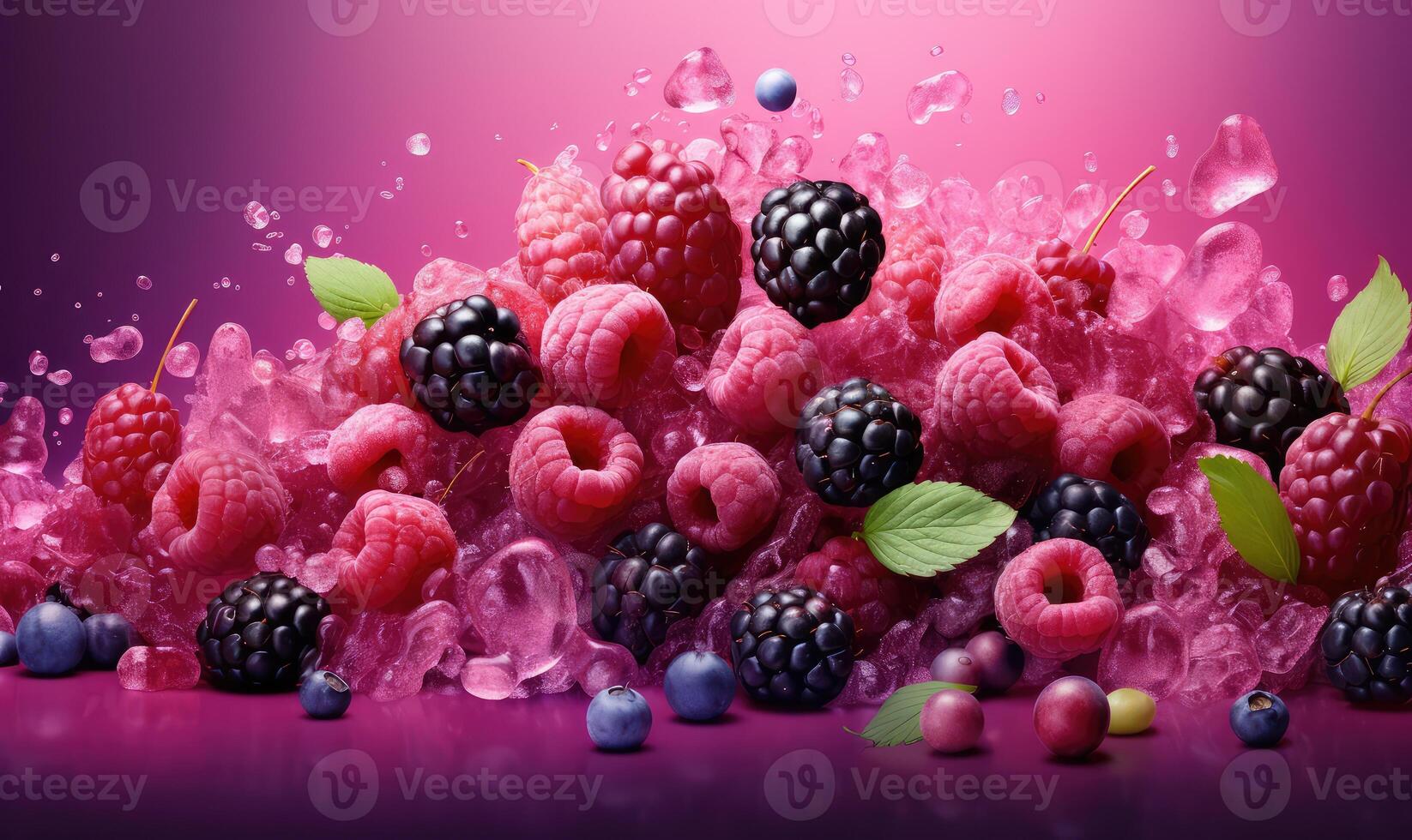 AI generated mulberries cherries raspberry mulberry photo