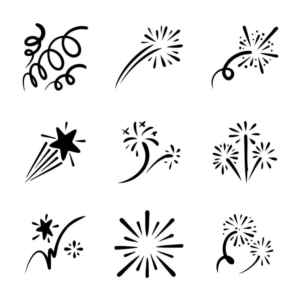 firework, starburst hand drawn, vector illustration.