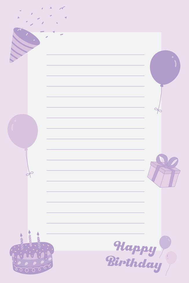 Birthday vertical blue cute note vector