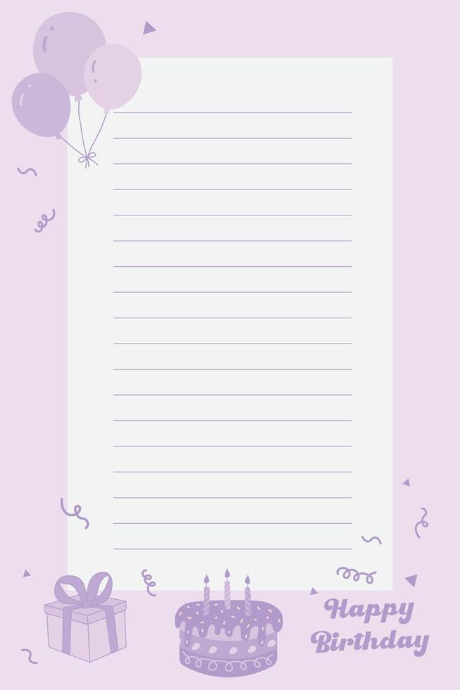 Happy birthday cute blue vertical note vector